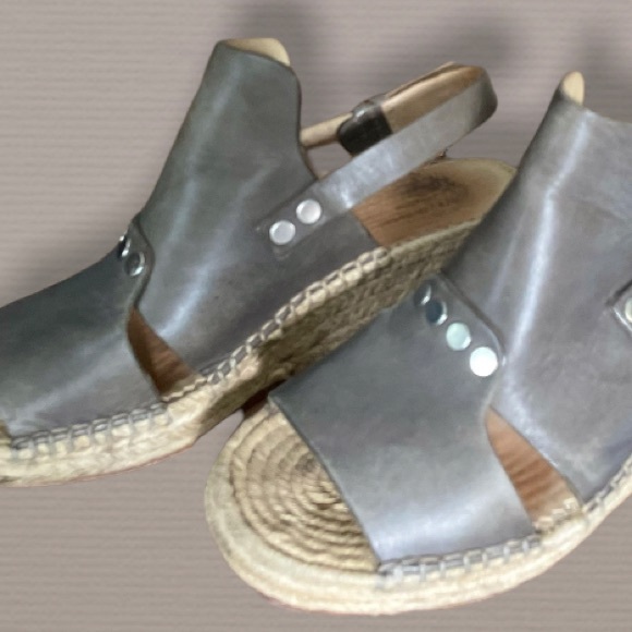 RAG & BONE Sayre Taupe Leather Slingback Peep Toe Espadrille// US 6 - Picture 8 of 8